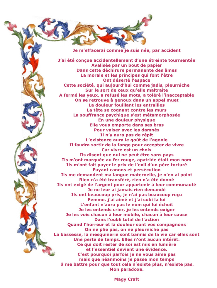 Je m&rsquo;effacerai comme je suis née, par&nbsp;accident